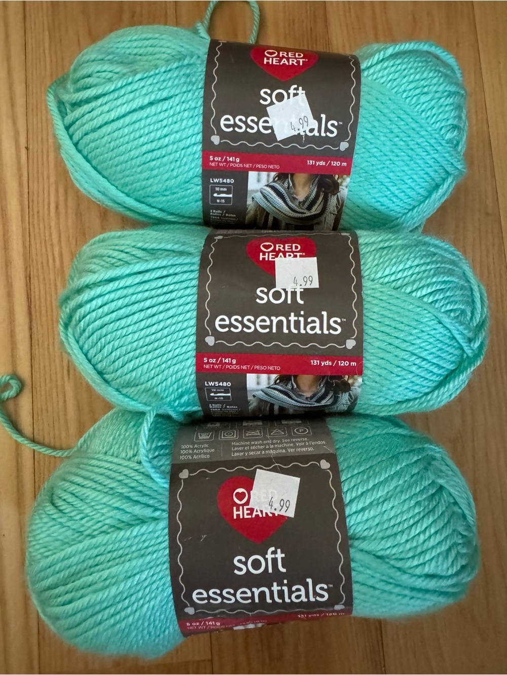 Red Heart Soft Essentials Minty Yarn Lot 3 Bulky 5 Discontinued New